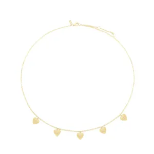 Gold and Diamond Fluted Heart Necklace