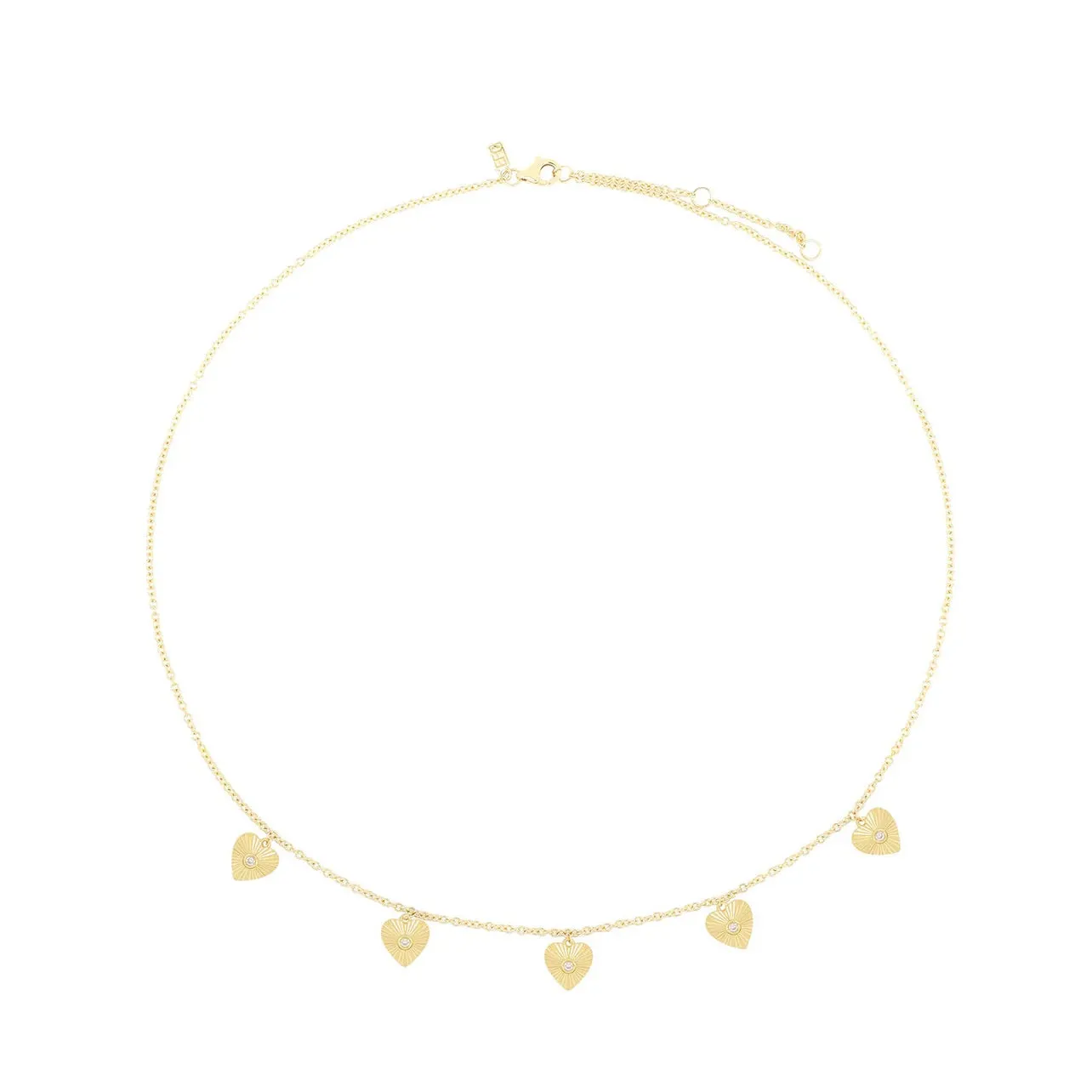 Gold and Diamond Fluted Heart Necklace