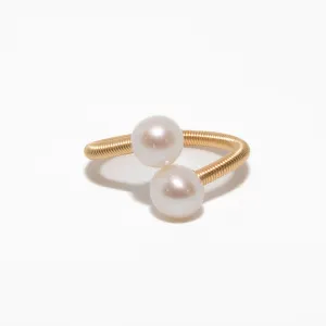 Gold and Pearl Spiral Ring