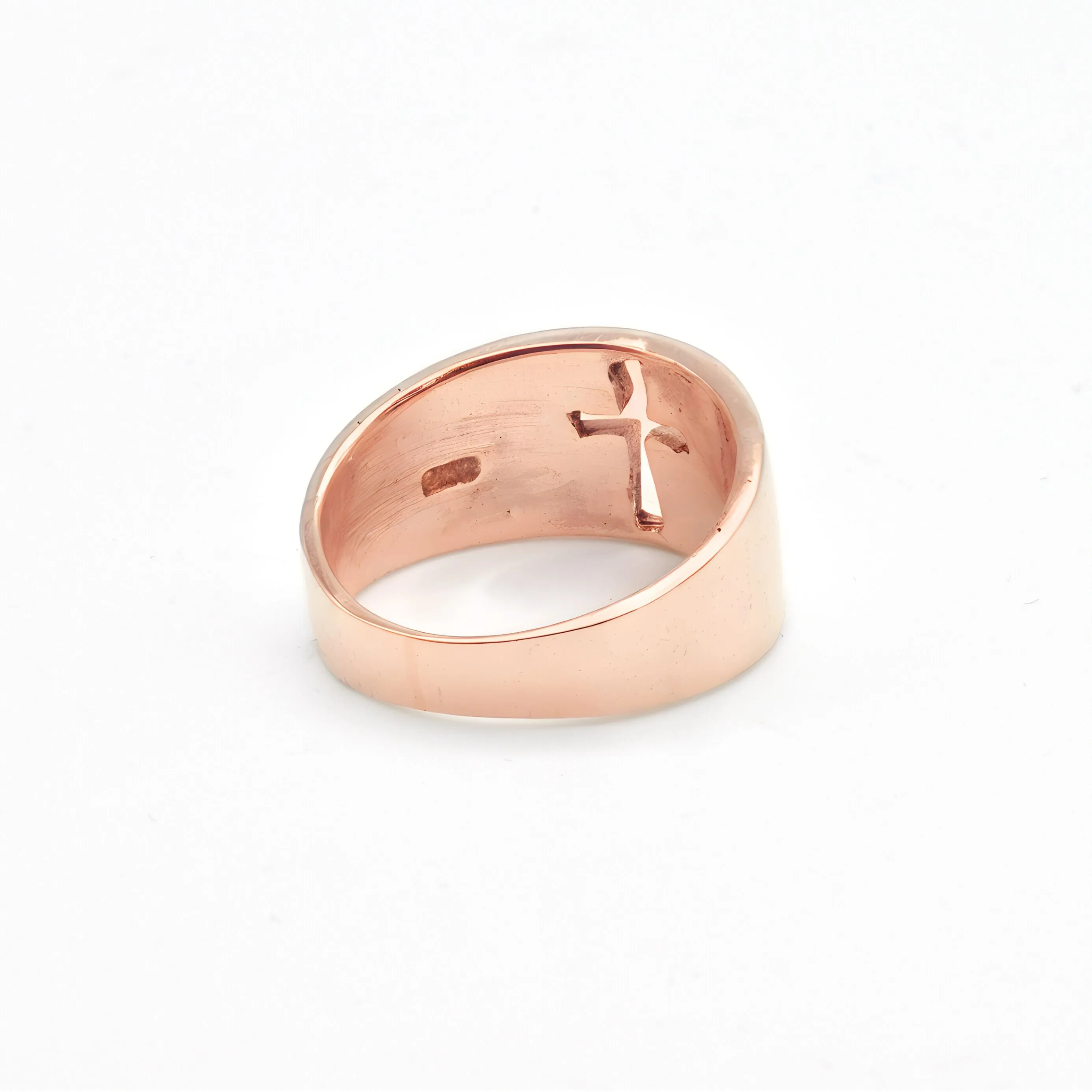 Gold Cross Ring - Wide Rose Gold Ring - Chunky Pink Ring