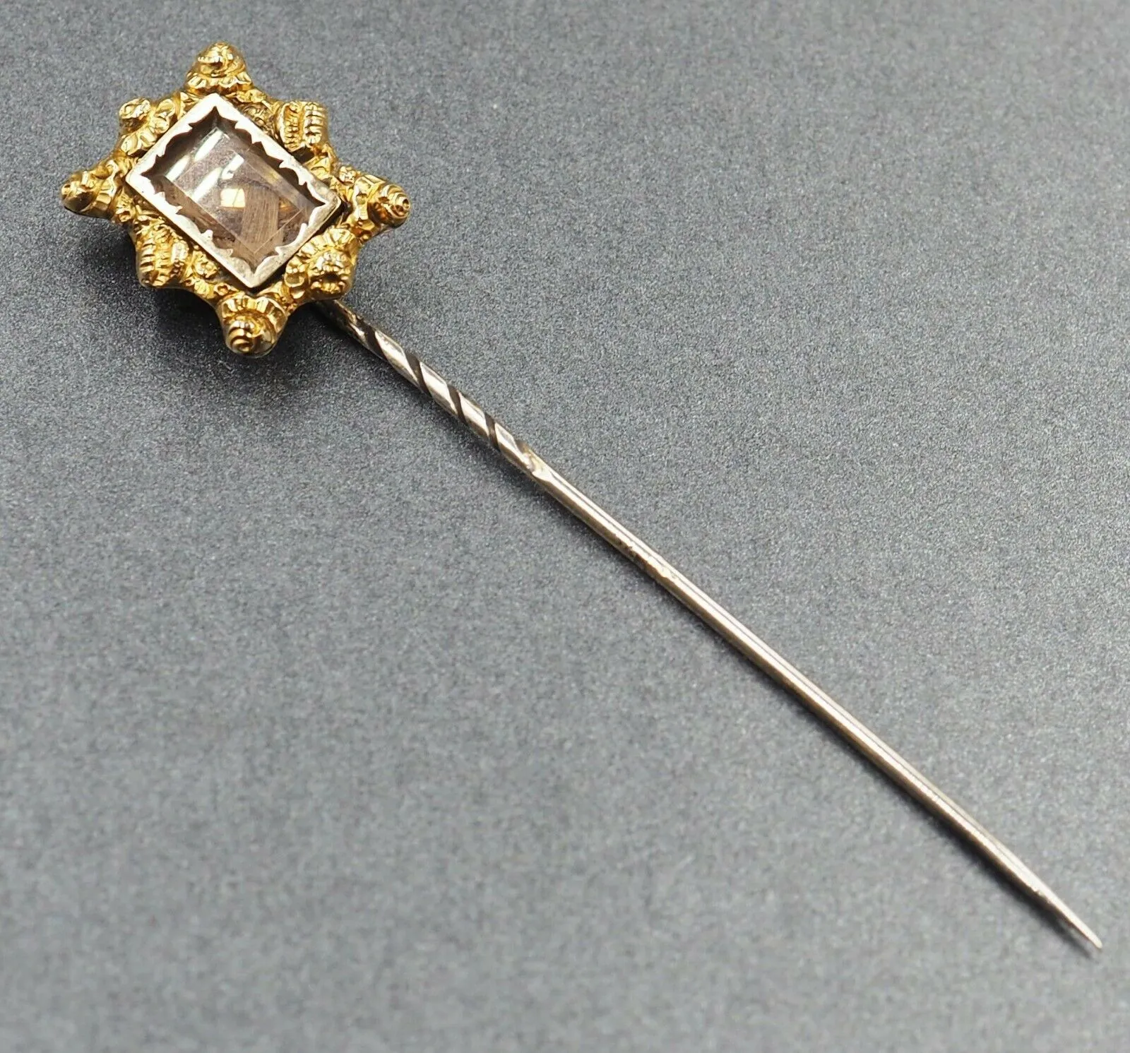 Gold Plated Mourning Hat/Tie Pin - Vintage Jewellery