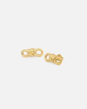 Guess Mainline Women's Modern Love 20mm Knot Stud Earrings Yellow Gold