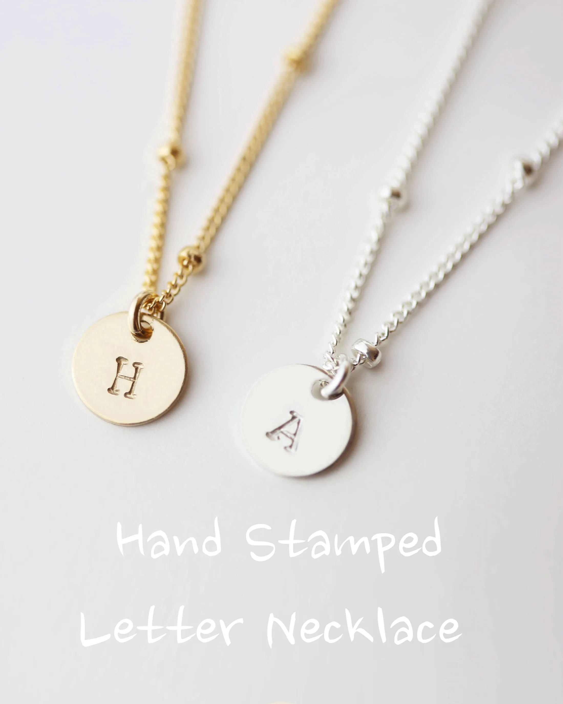 Hand stamped Initial Necklace