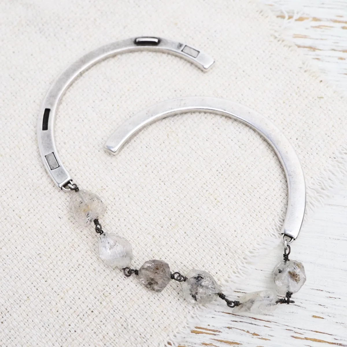 Handmade Single Bead Chain of Herkimer Diamonds Bracelet