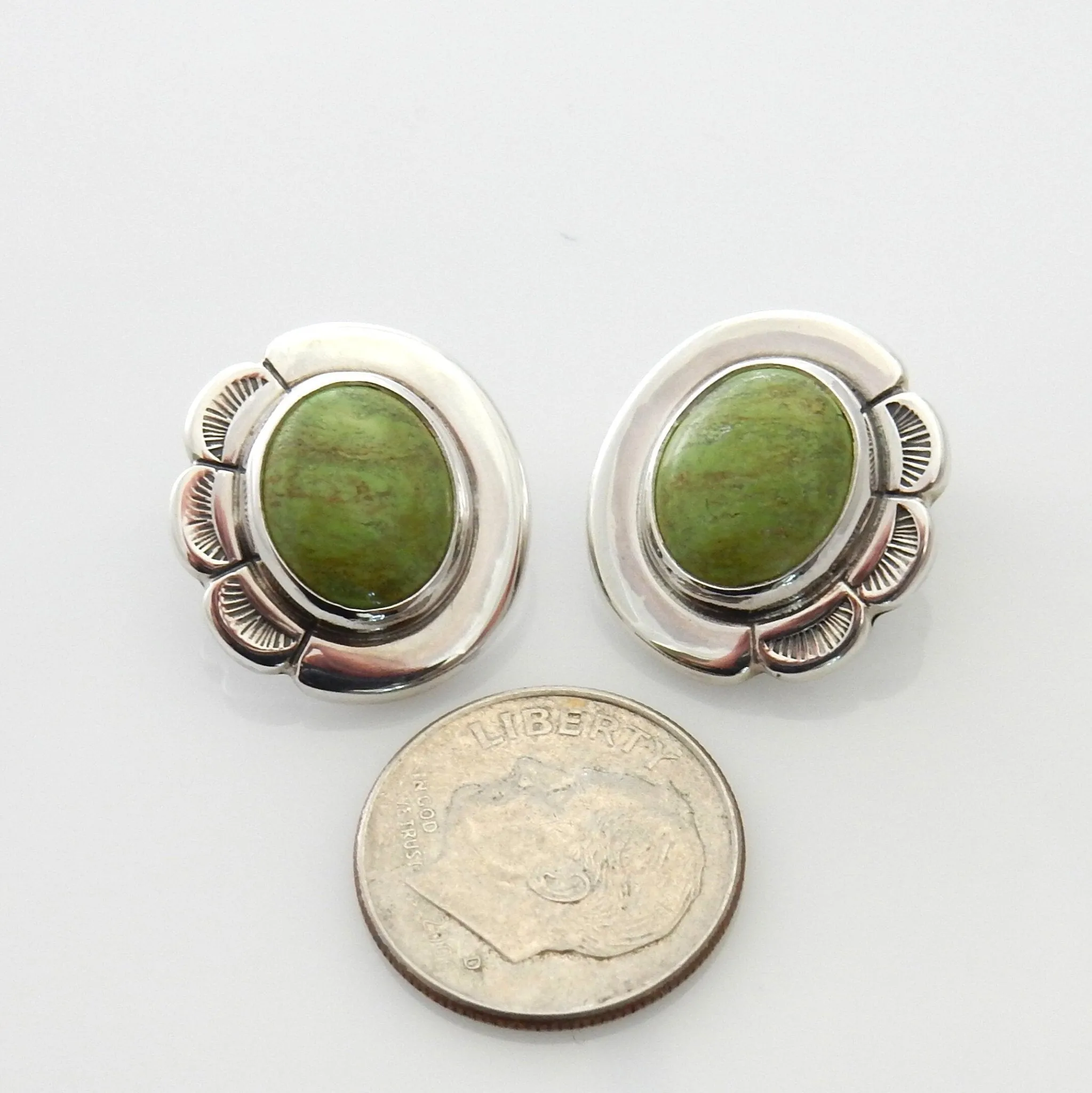 Handmade Sterling Silver Gaspeite Clip Earrings