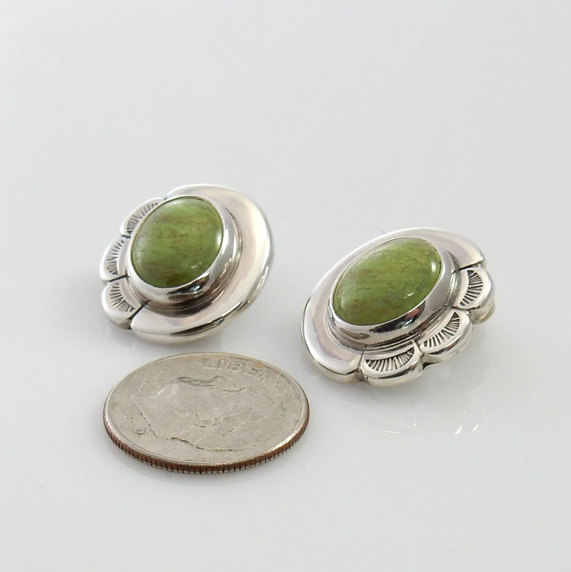 Handmade Sterling Silver Gaspeite Clip Earrings