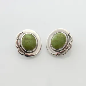 Handmade Sterling Silver Gaspeite Clip Earrings