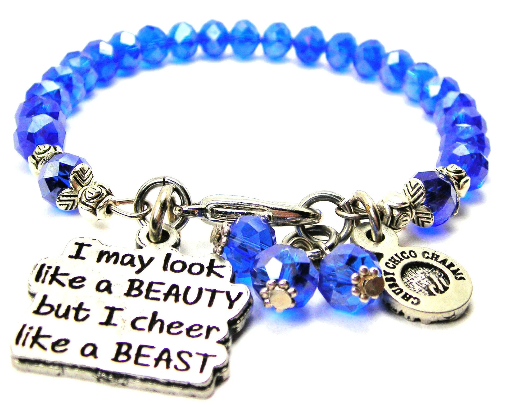 I May Look Like A Beauty But I Cheer Like A Beast Splash Of Color Crystal Bracelet