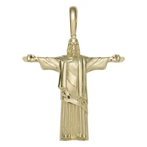 Jesus Christ the Redeemer Pendant Charm Solid 10K Yellow Gold