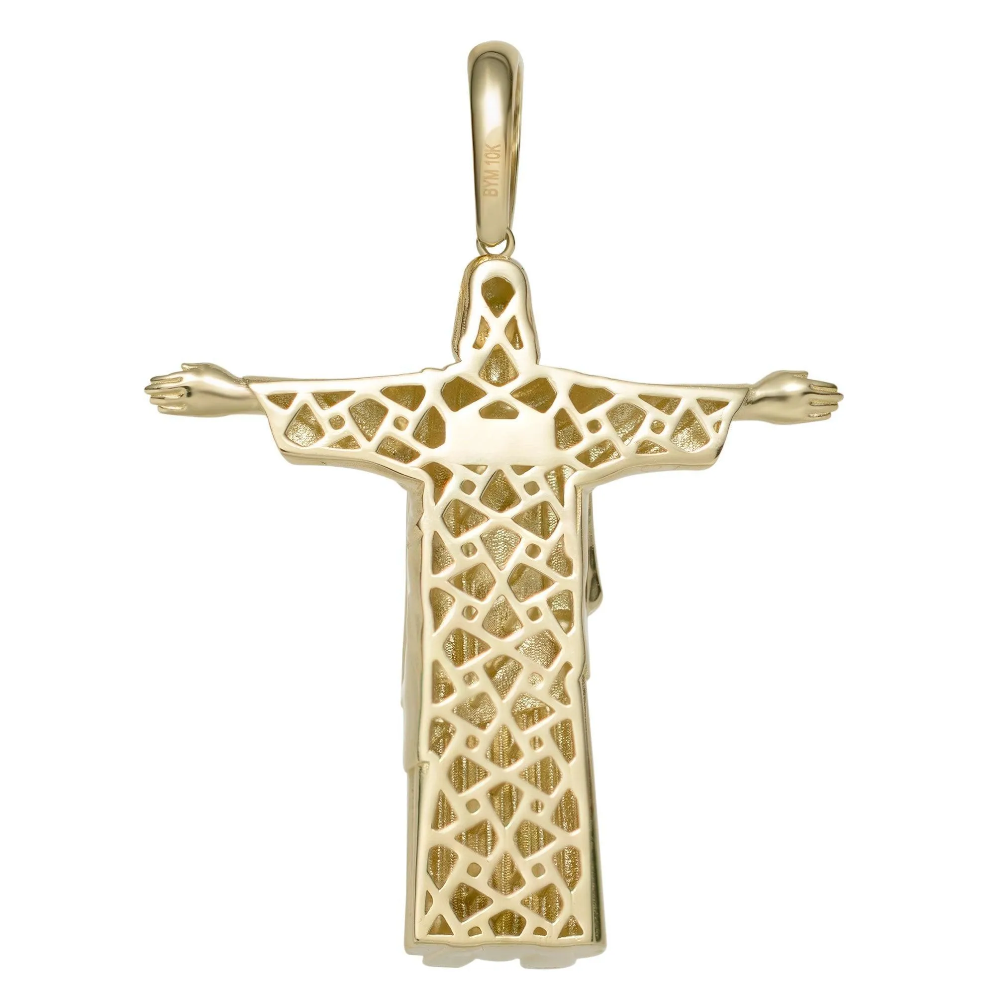 Jesus Christ the Redeemer Pendant Charm Solid 10K Yellow Gold