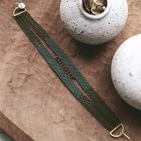 Ladder Bracelet in Moss Green