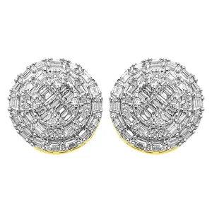 Large Baguette Circle Diamond Earrings .40cttw 10K Yellow Gold