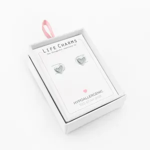 Life Charms Diamond heart stud earrings