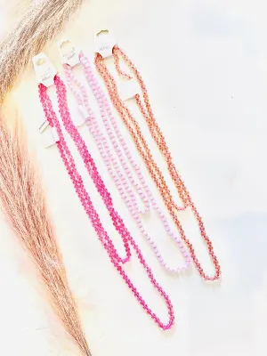 Lovely Pink Long Beaded Necklace