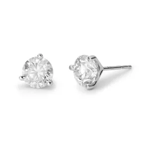 Men's Round Cut Solitaire Diamond Stud Earrings 2.03ctw 14K White Gold