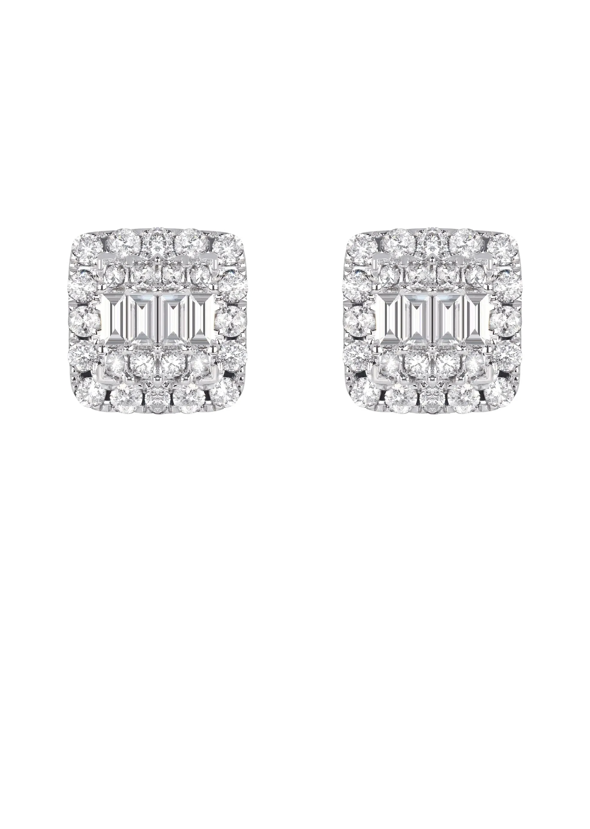 Mens Stud Diamond Earrings | 1.3 Carats 14K White Gold