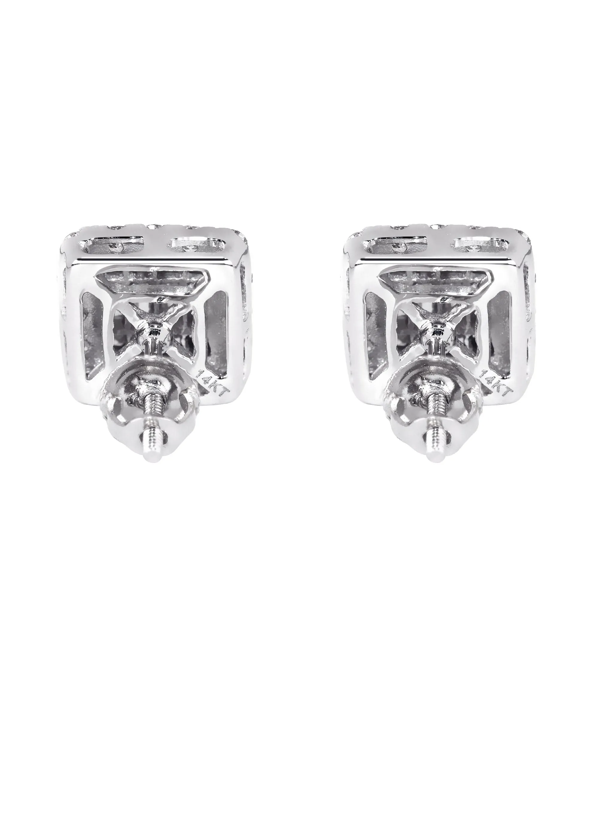 Mens Stud Diamond Earrings | 1.3 Carats 14K White Gold