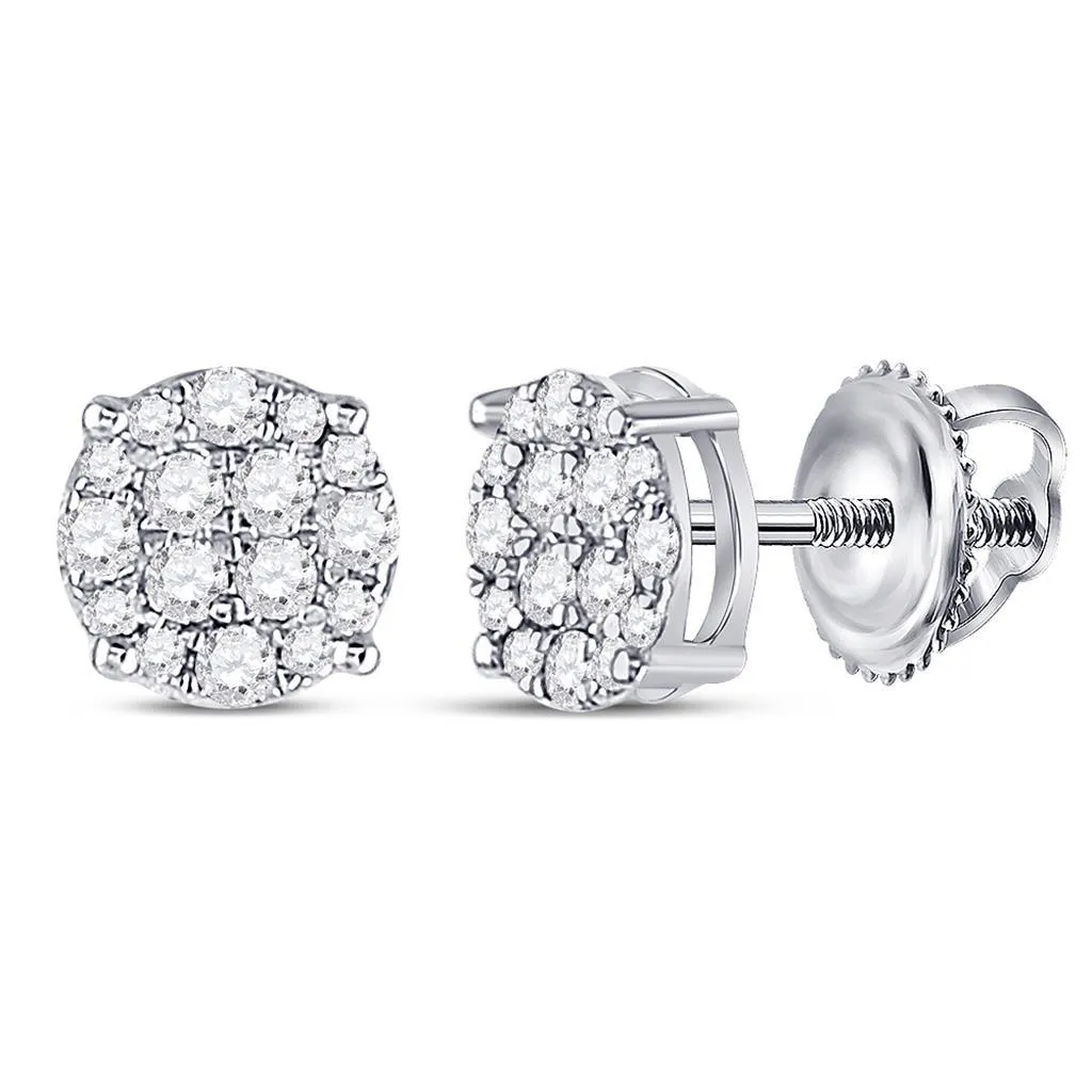 Mini Circle Micro Pave Diamond Earrings .25cttw 10K White Gold