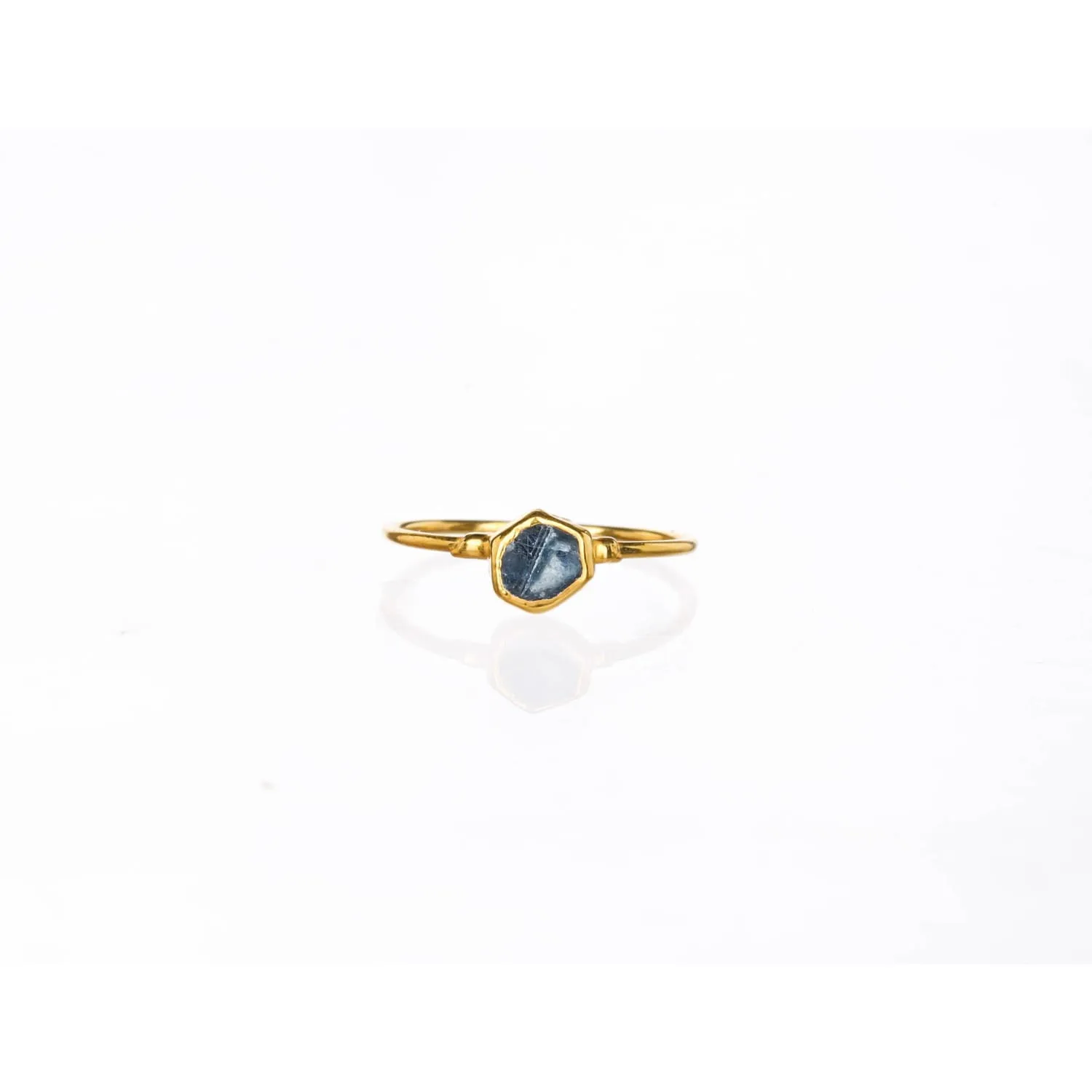 Mini Raw Sapphire Ring • Gold Filled • Dainty Unique Engagement Ring • September Birthstone • Gemstone Crystal Jewelry • 24k Dip