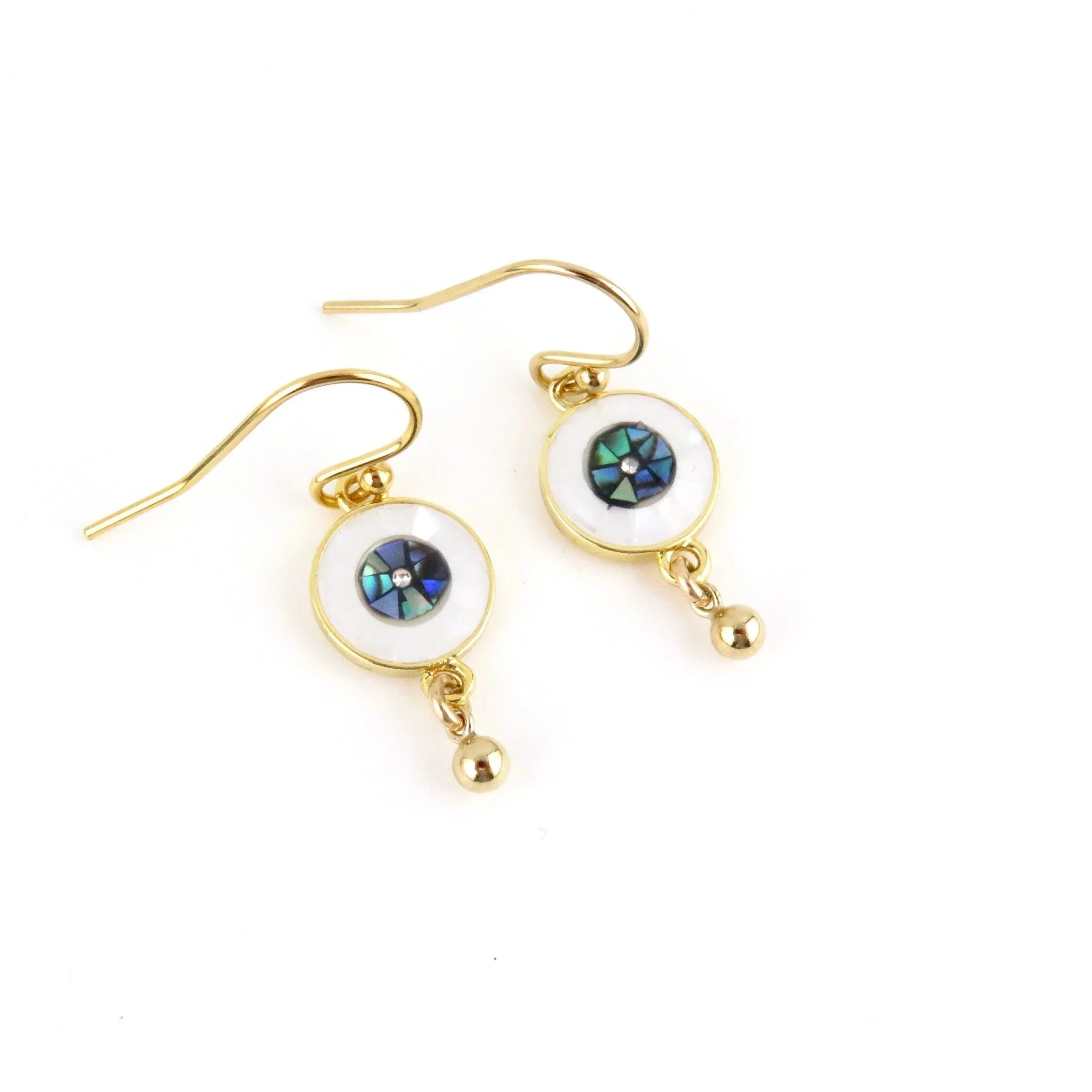 Mosaic Shell Eye Earrings - White