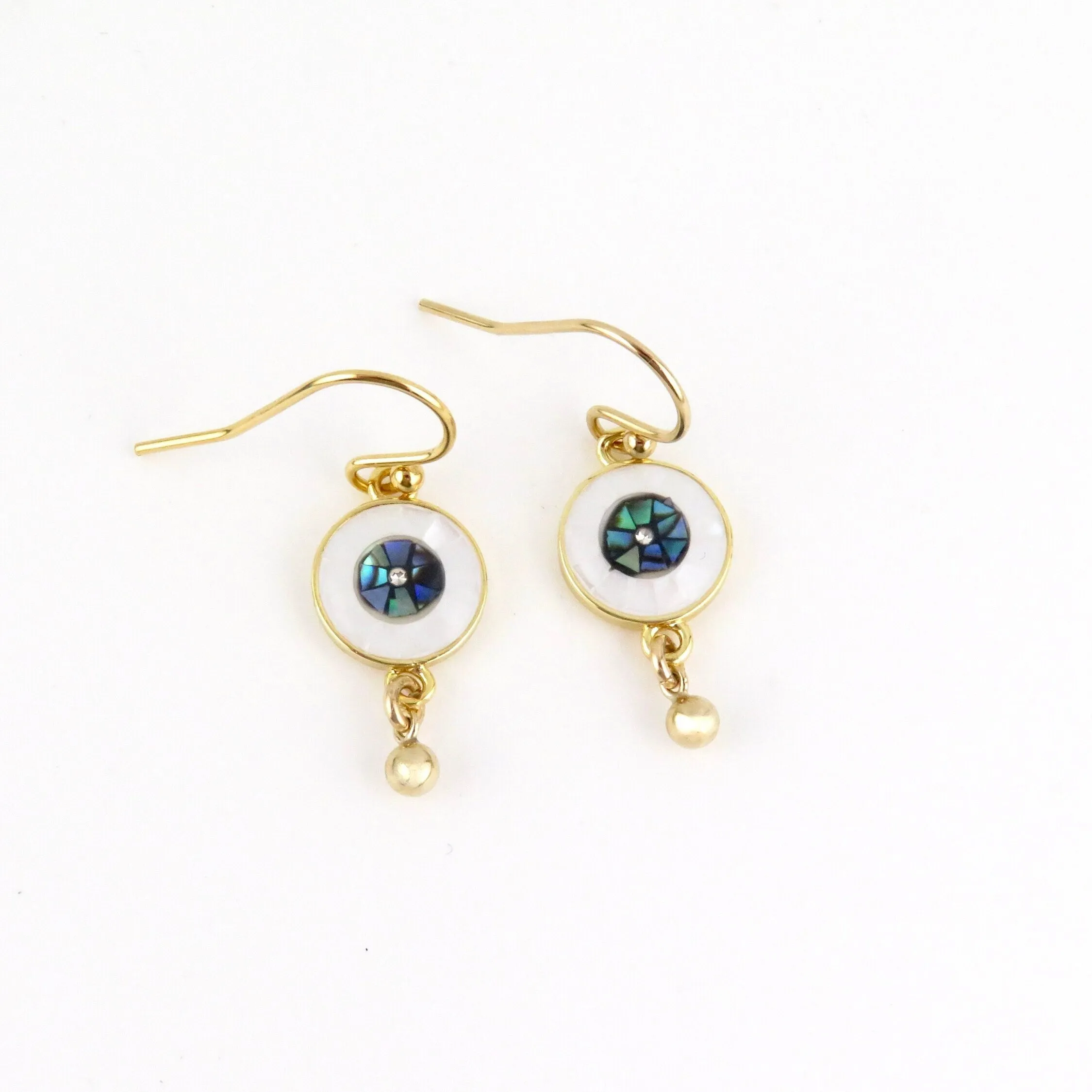 Mosaic Shell Eye Earrings - White