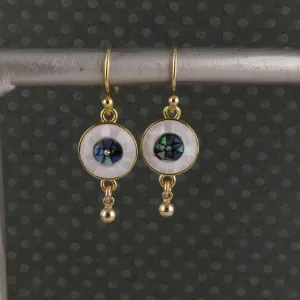 Mosaic Shell Eye Earrings - White