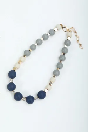 Navy Contrast Colour Beaded Necklace