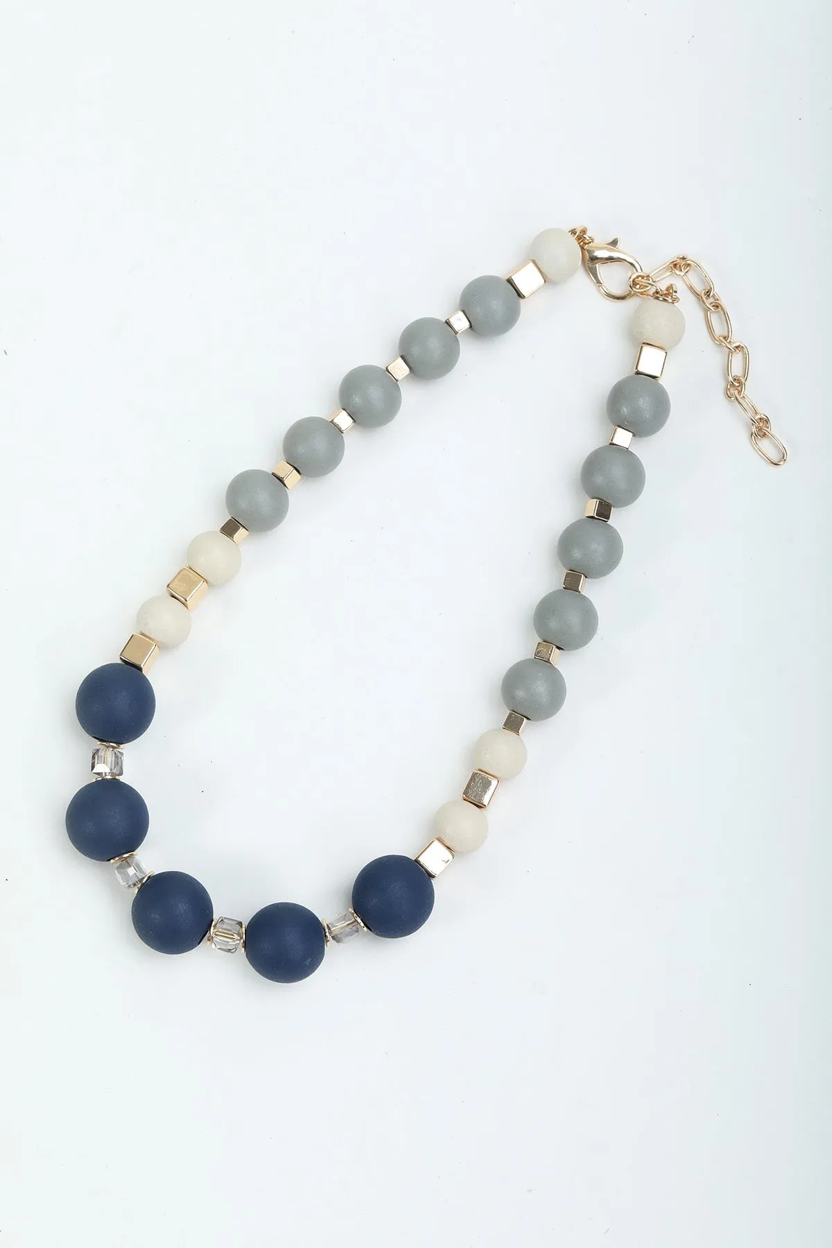 Navy Contrast Colour Beaded Necklace