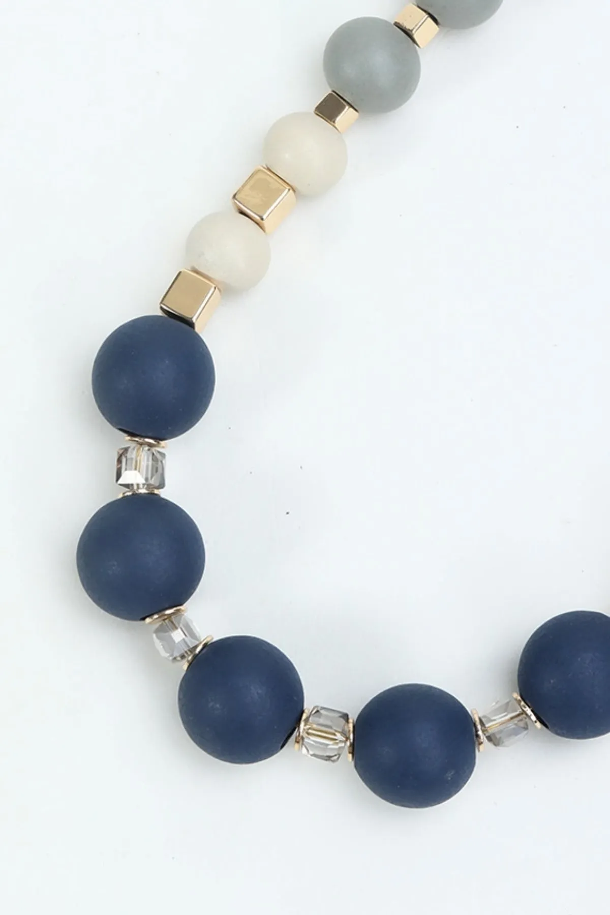 Navy Contrast Colour Beaded Necklace