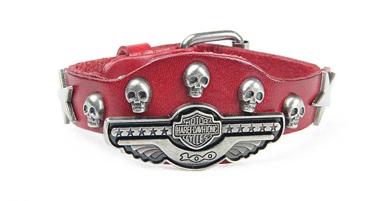 New Fashion Leather bracelet Wrist belt Alloy rivets Casual & Punk style Non-mainstream skull Bracelet