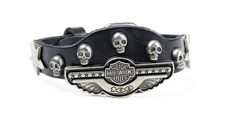 New Fashion Leather bracelet Wrist belt Alloy rivets Casual & Punk style Non-mainstream skull Bracelet