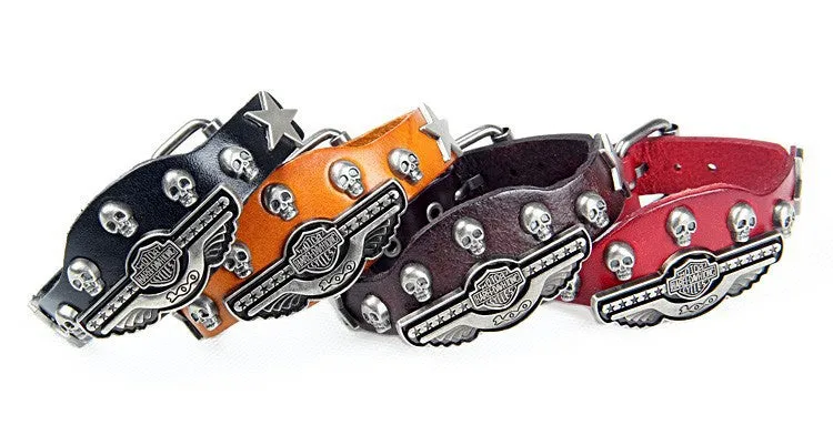 New Fashion Leather bracelet Wrist belt Alloy rivets Casual & Punk style Non-mainstream skull Bracelet