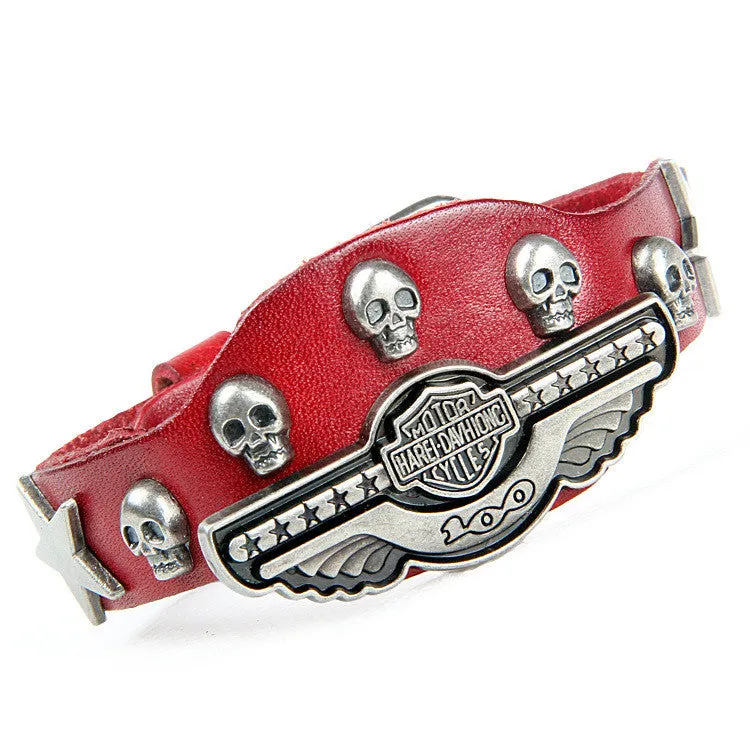 New Fashion Leather bracelet Wrist belt Alloy rivets Casual & Punk style Non-mainstream skull Bracelet