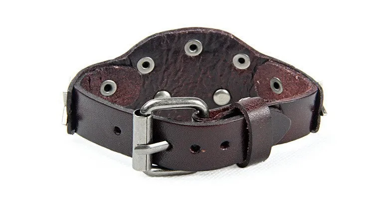 New Fashion Leather bracelet Wrist belt Alloy rivets Casual & Punk style Non-mainstream skull Bracelet