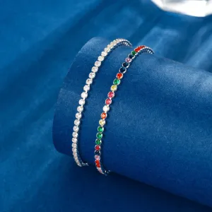 Niche Design Premium Rainbow Bracelet In Sterling Silver