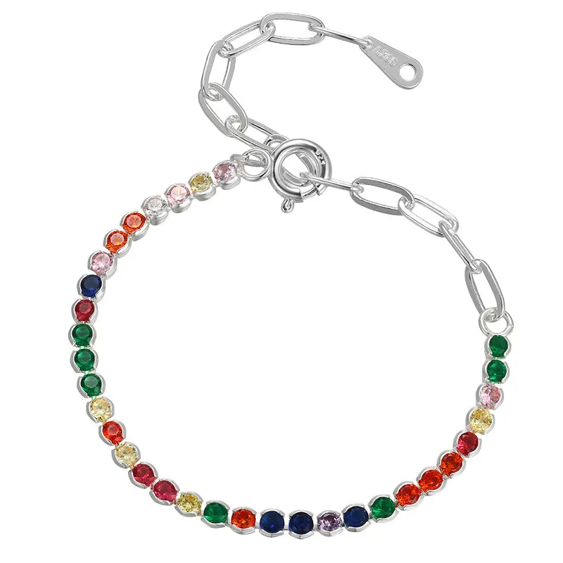 Niche Design Premium Rainbow Bracelet In Sterling Silver