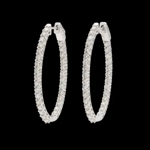 Oval Shaped Inside/Out Diamond Hoop Earrings