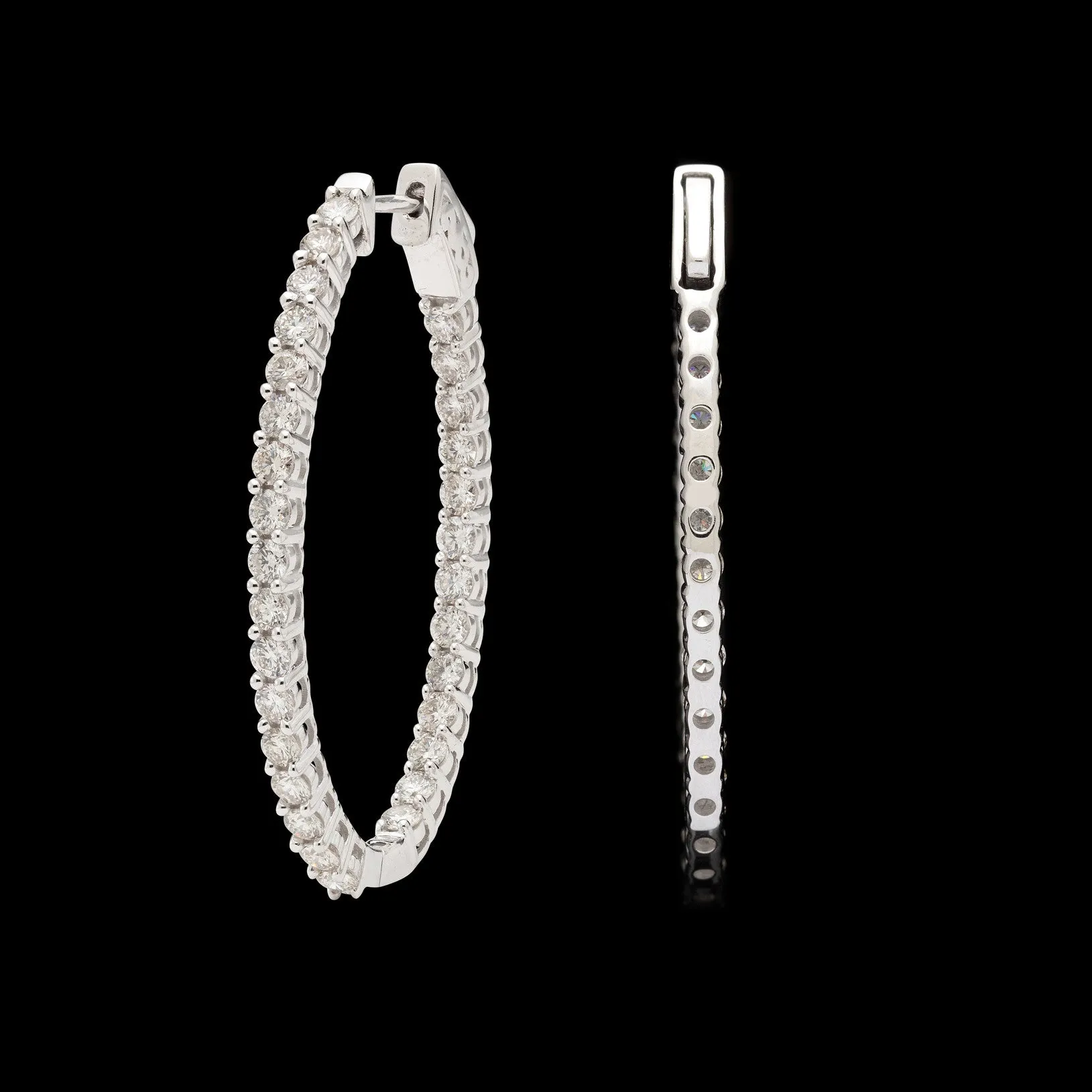 Oval Shaped Inside/Out Diamond Hoop Earrings