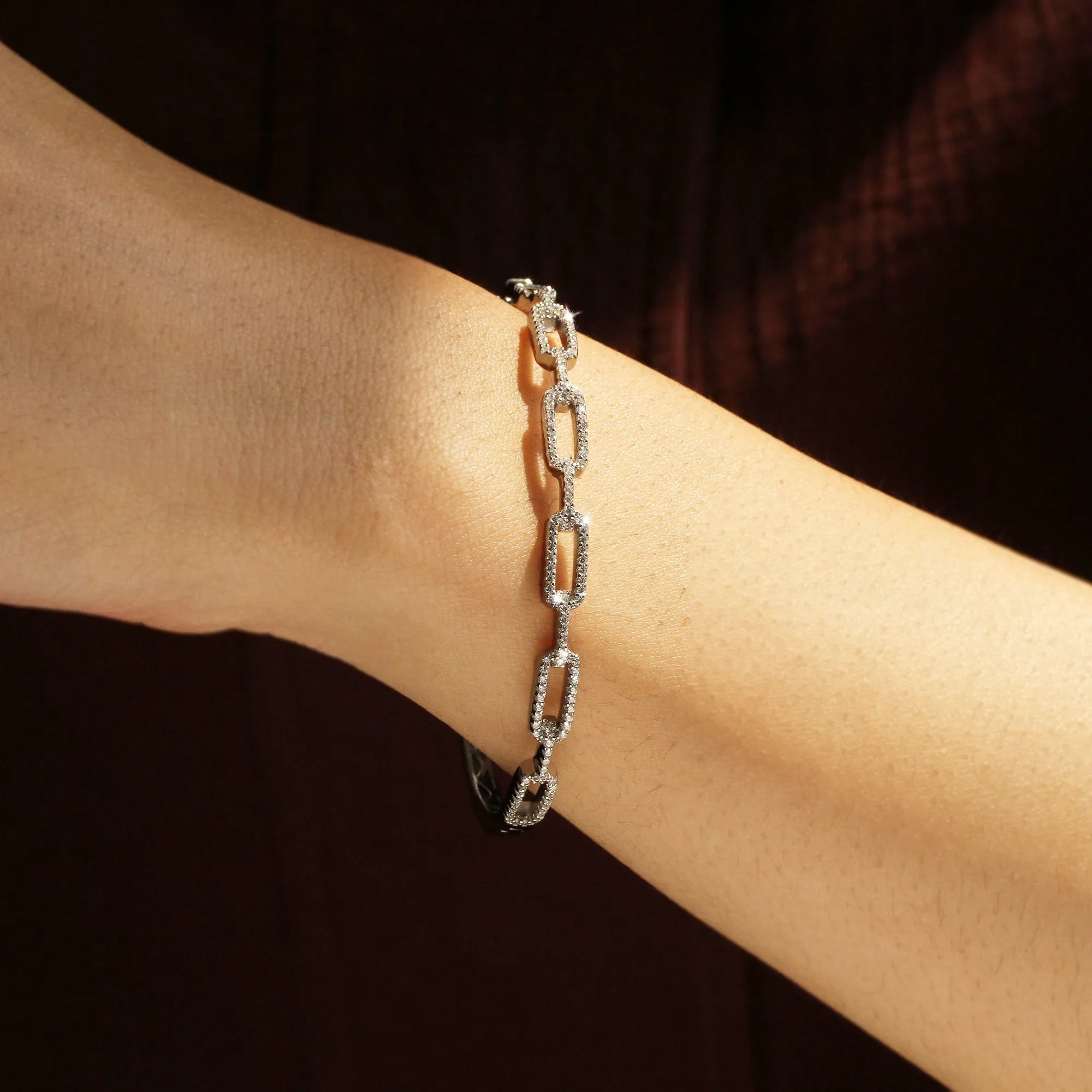 Paperclip Chain Bangle Bracelet