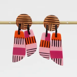 Pink and Orange Geometric Earring