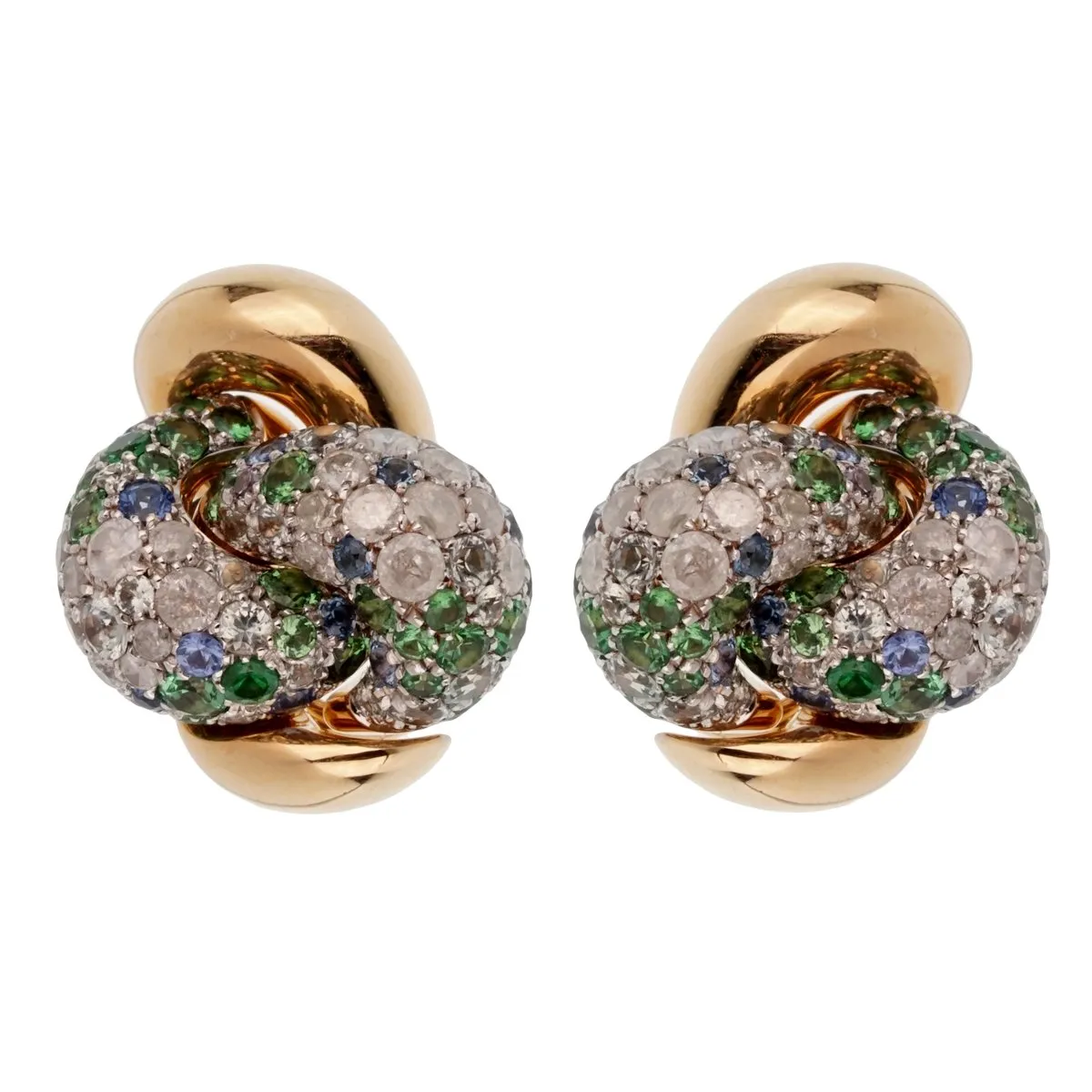 Pomellato Multi Color Sapphire Diamond Rose Gold Earrings