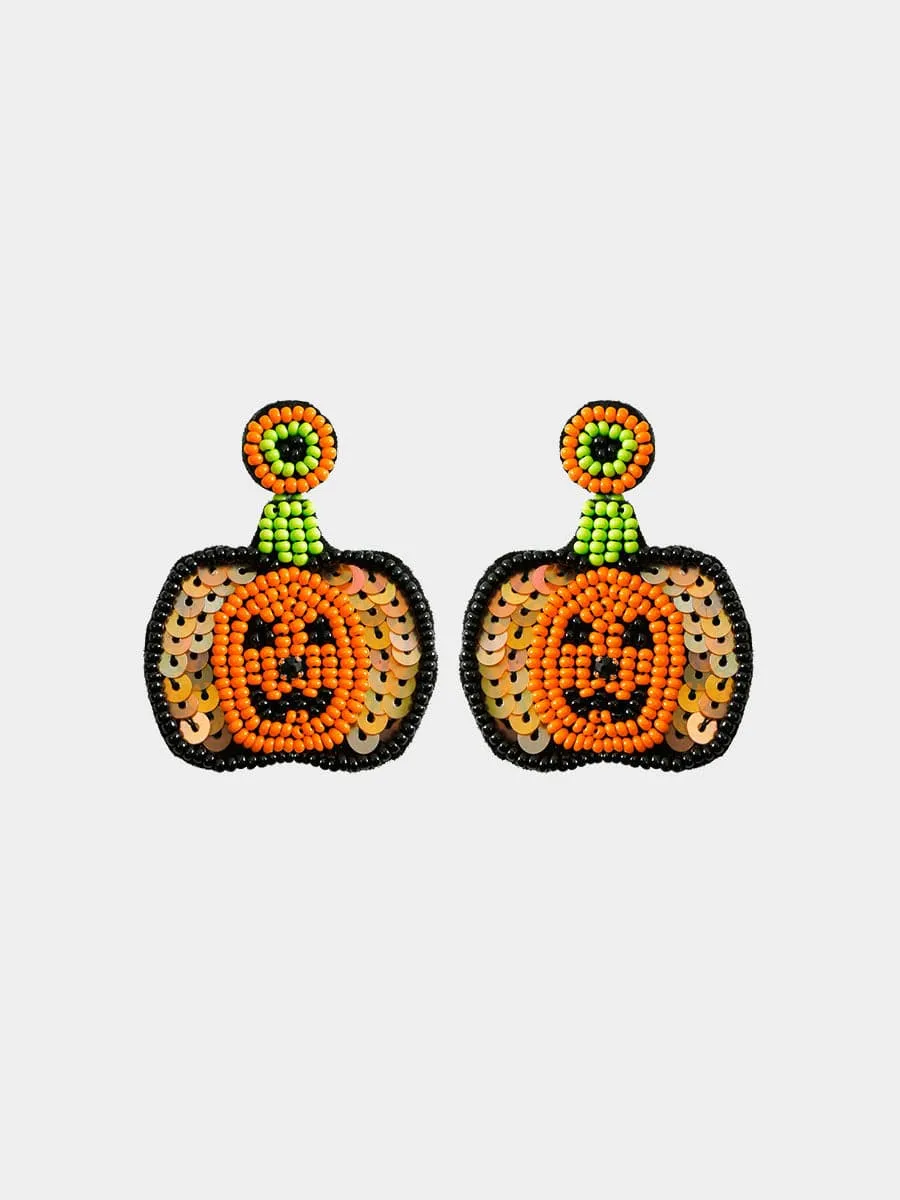 Pumpkin Ghost Face Halloween Earrings MSE00156