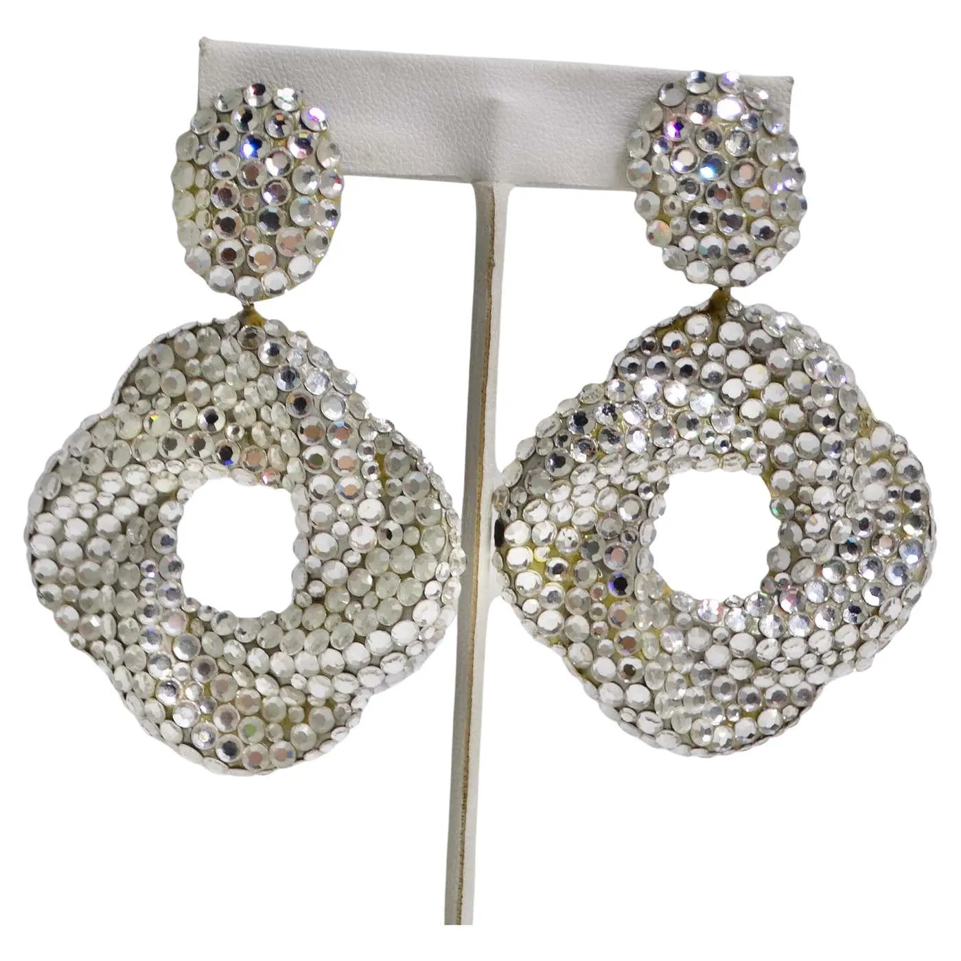 Richard Kerr 1980s Swarovski Crystal Clip On Earrings