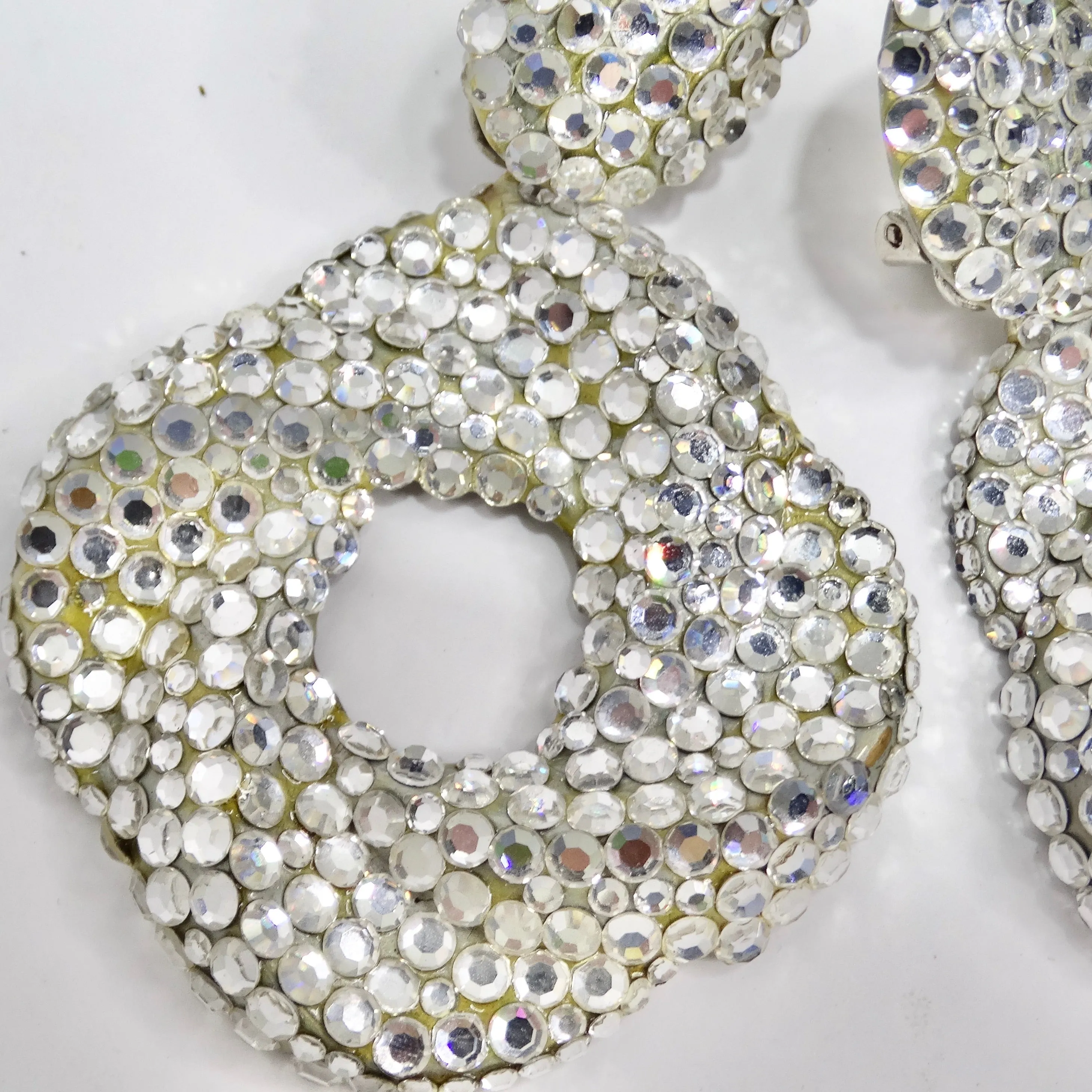 Richard Kerr 1980s Swarovski Crystal Clip On Earrings