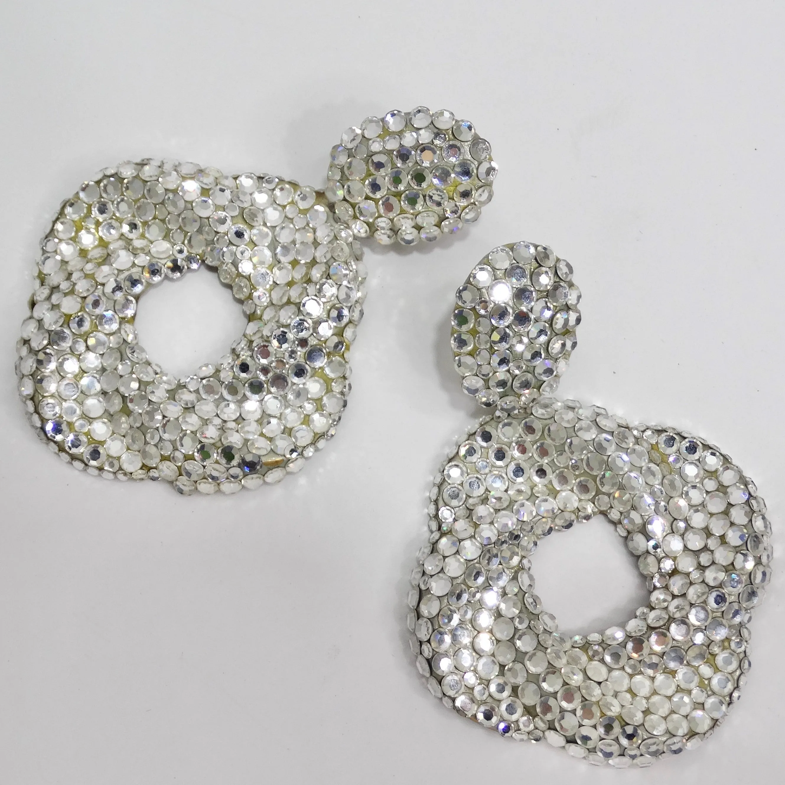 Richard Kerr 1980s Swarovski Crystal Clip On Earrings