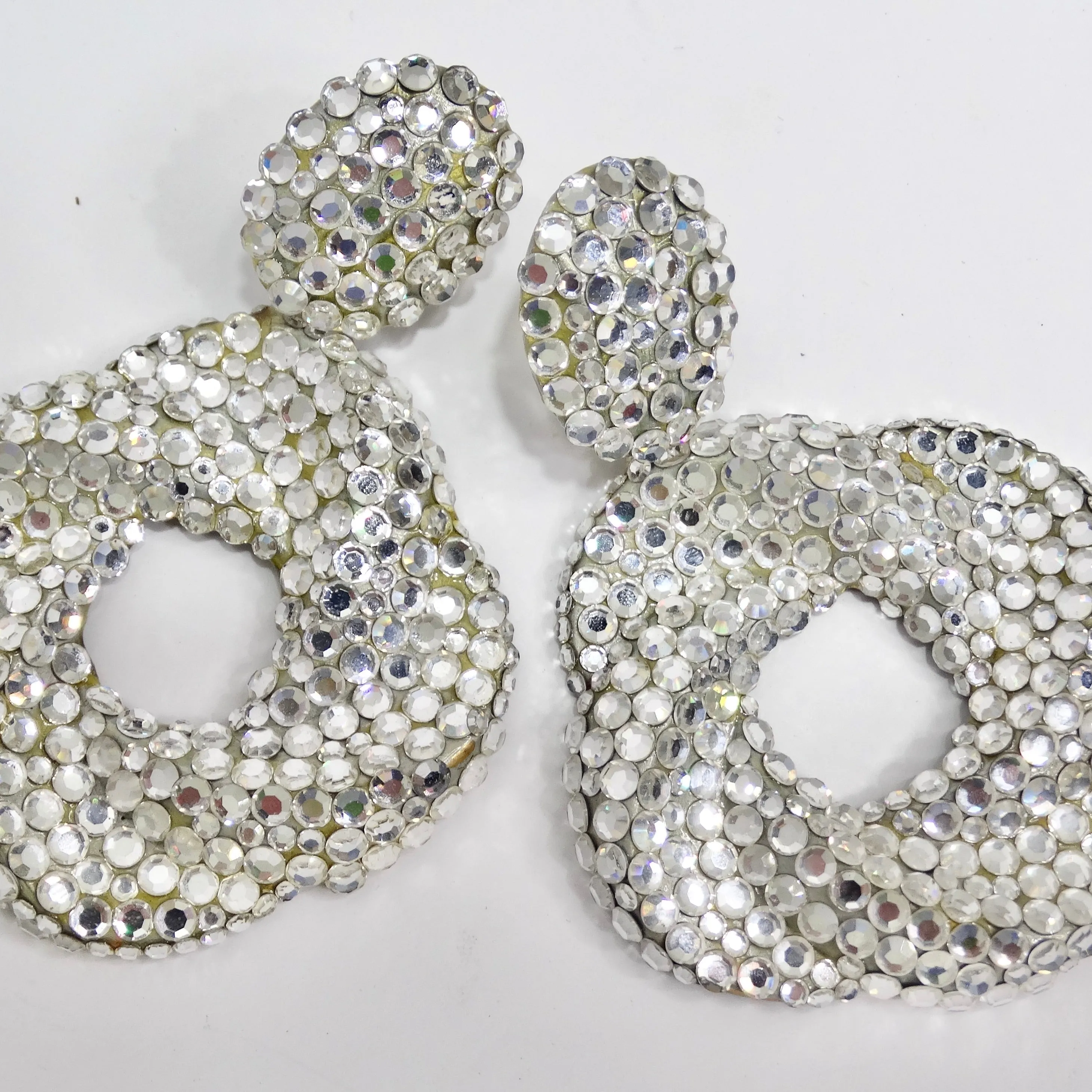 Richard Kerr 1980s Swarovski Crystal Clip On Earrings