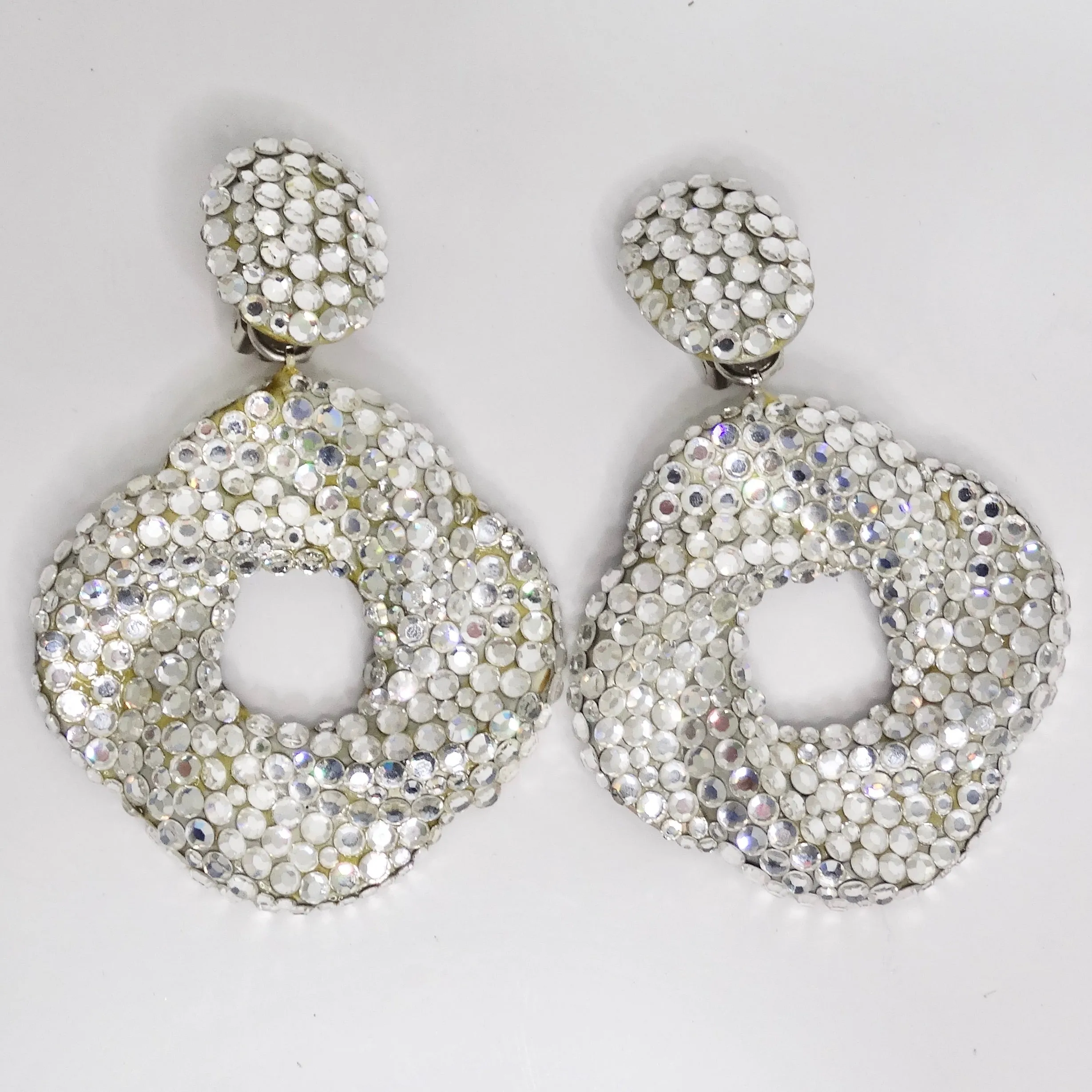 Richard Kerr 1980s Swarovski Crystal Clip On Earrings