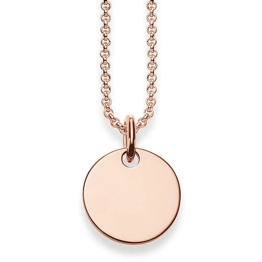 Rose Engravable Disc Necklace