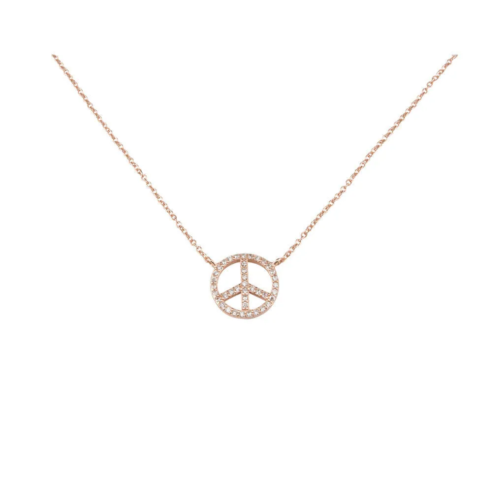 Rose Gold Crystal Peace Necklace