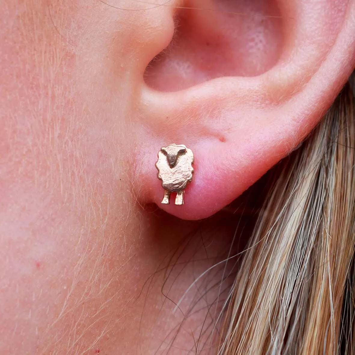 Rose gold 'Wee Sheep' earrings